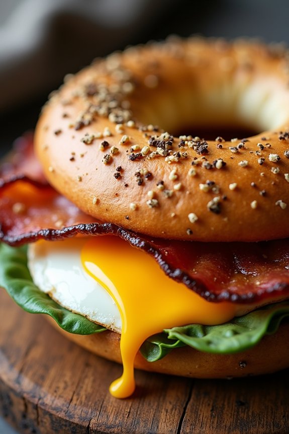 air fryer bacon egg bagels