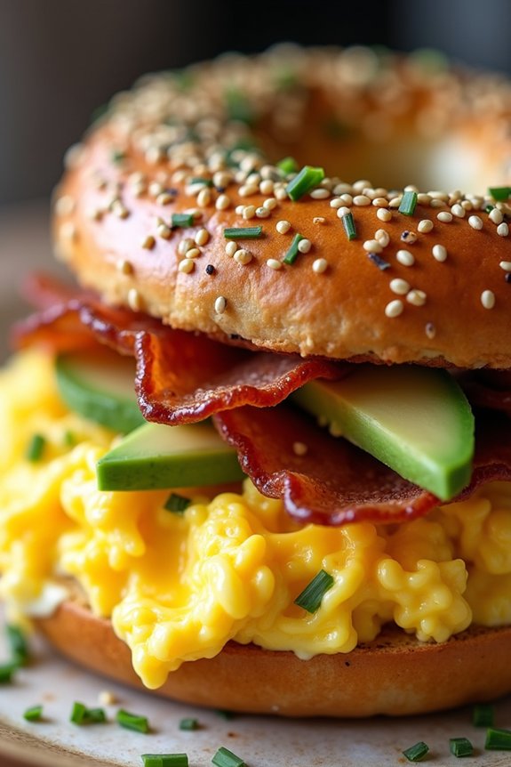 breakfast bagel with eggs
