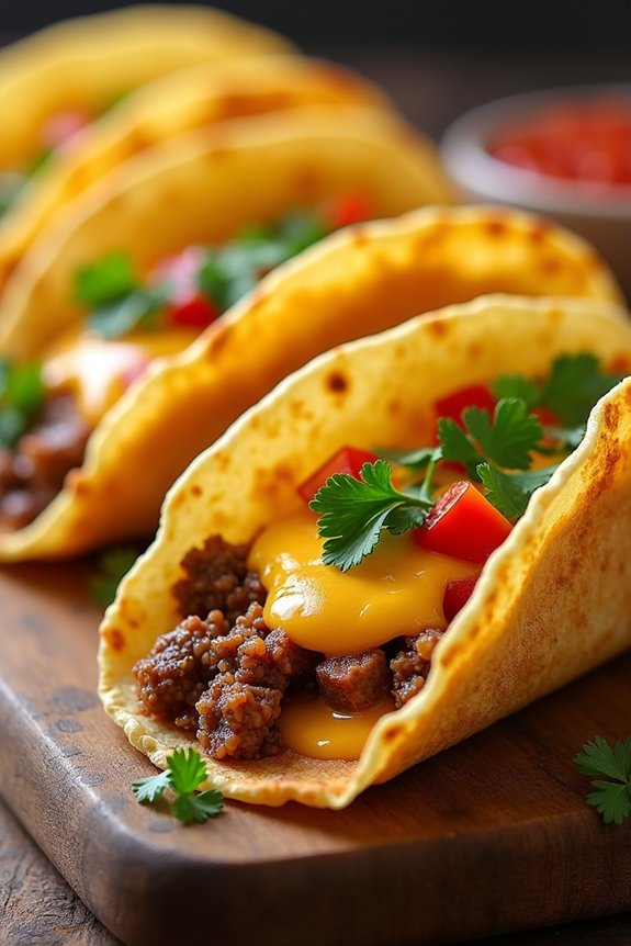 crispy sausage cheese tacos
