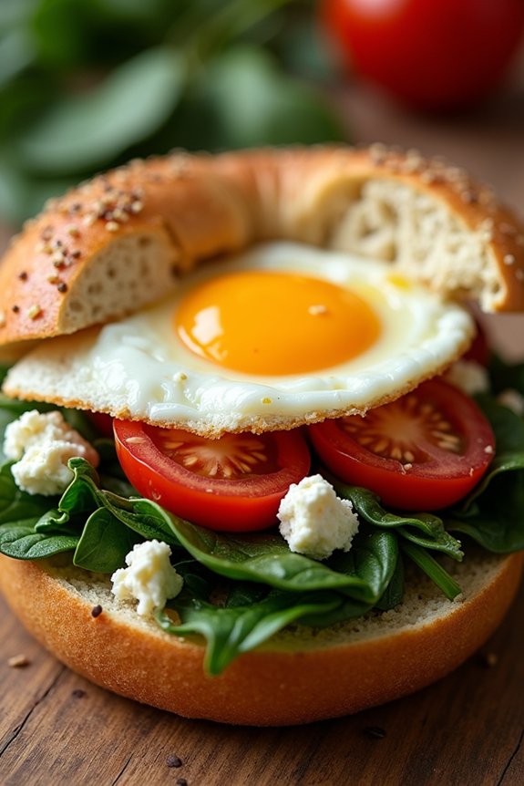 crispy spinach feta bagels