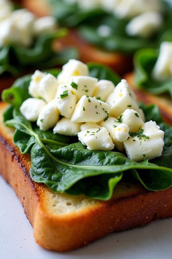 crispy spinach feta toast