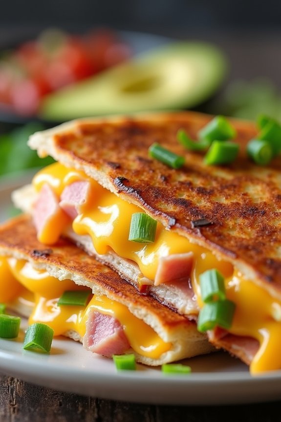 ham and cheese quesadillas