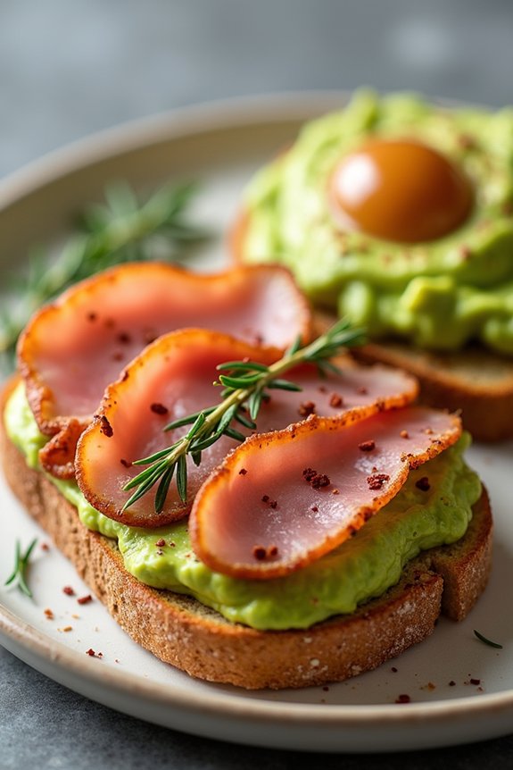 herb crusted ham avocado toast