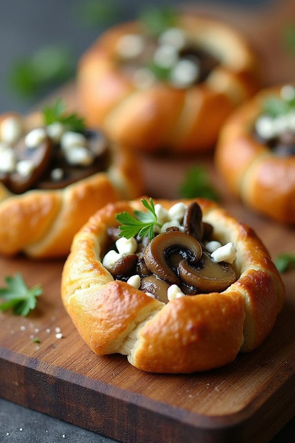 mushroom feta crescent roll tarts