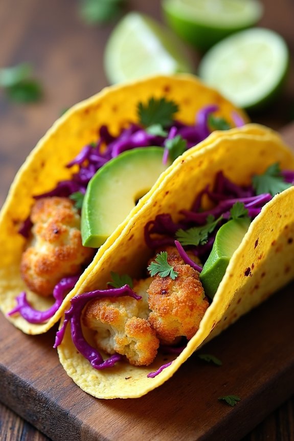 crispy air fried cauliflower tacos