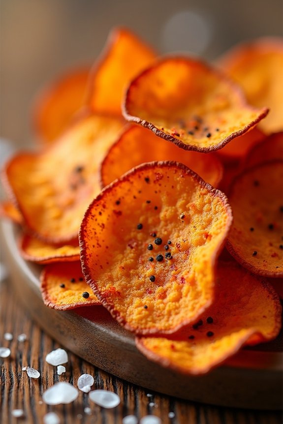 crispy spicy sweet potato chips