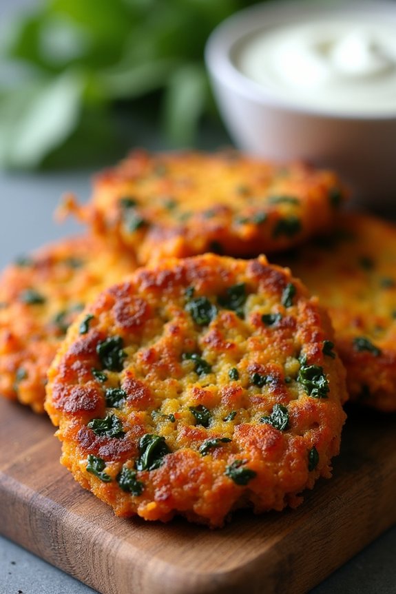 crispy sweet potato kale fritters