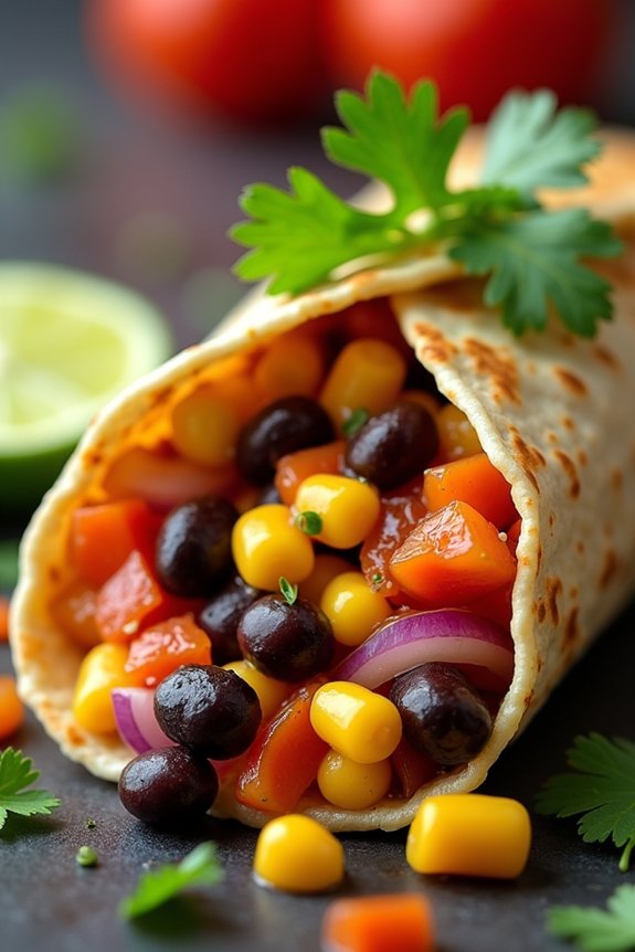 spicy black bean wraps