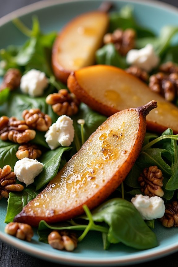 air fried pear walnut salad