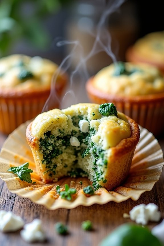 healthy spinach feta muffins