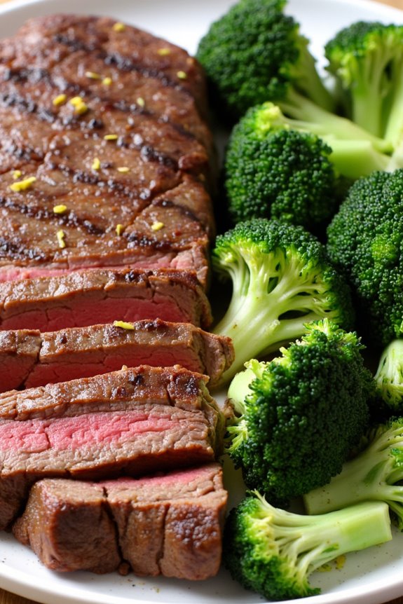 air fried steak and broccoli