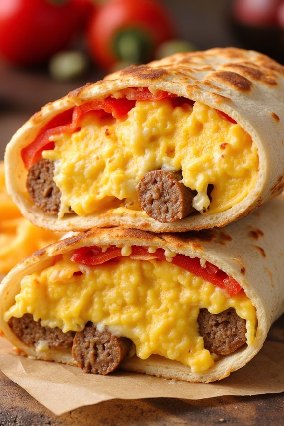 crispy air fried breakfast burritos
