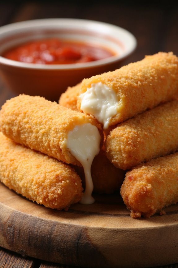 crispy air fried mozzarella sticks