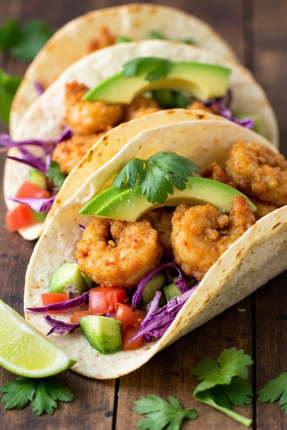 crispy air fried shrimp tacos
