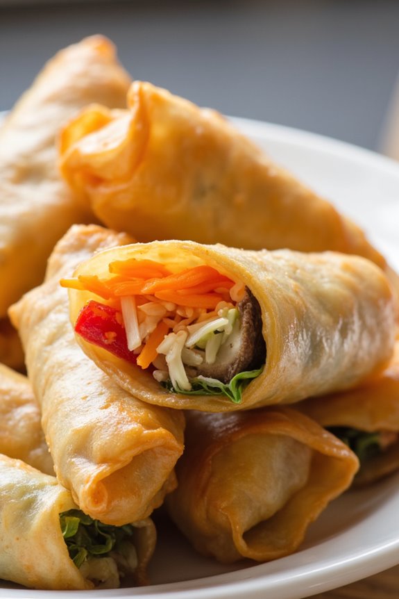 crispy air fried veggie spring rolls