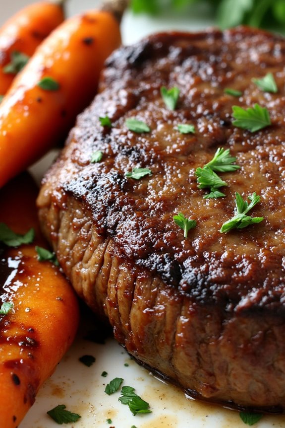 delicious steak and carrots