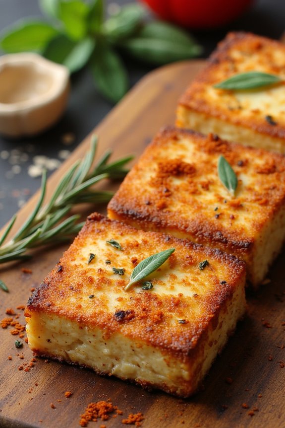herb infused crispy tofu steaks