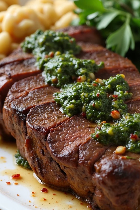 herb infused steak with chimichurri