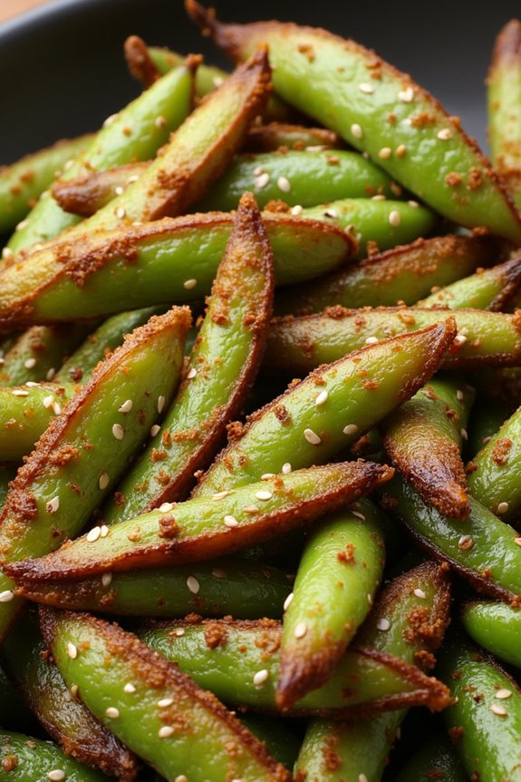 spicy air fryer edamame snack