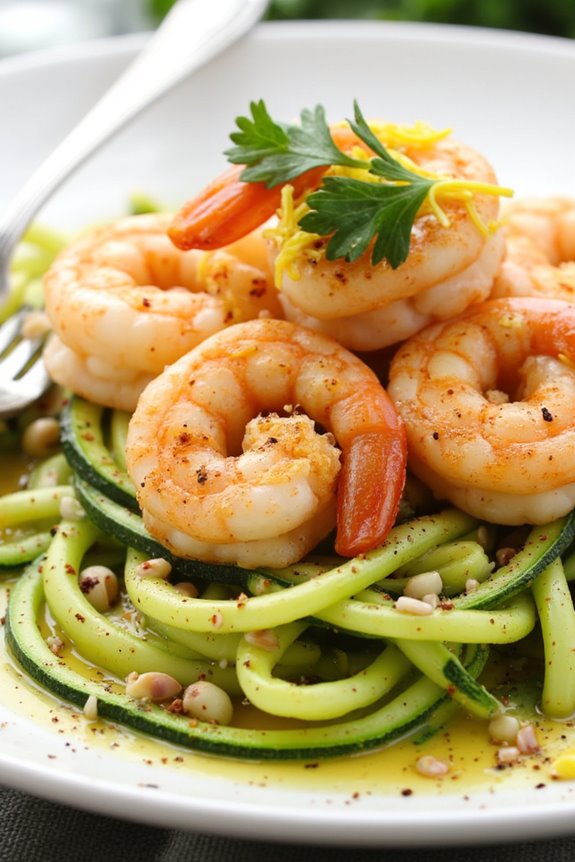 zesty garlic shrimp zoodles