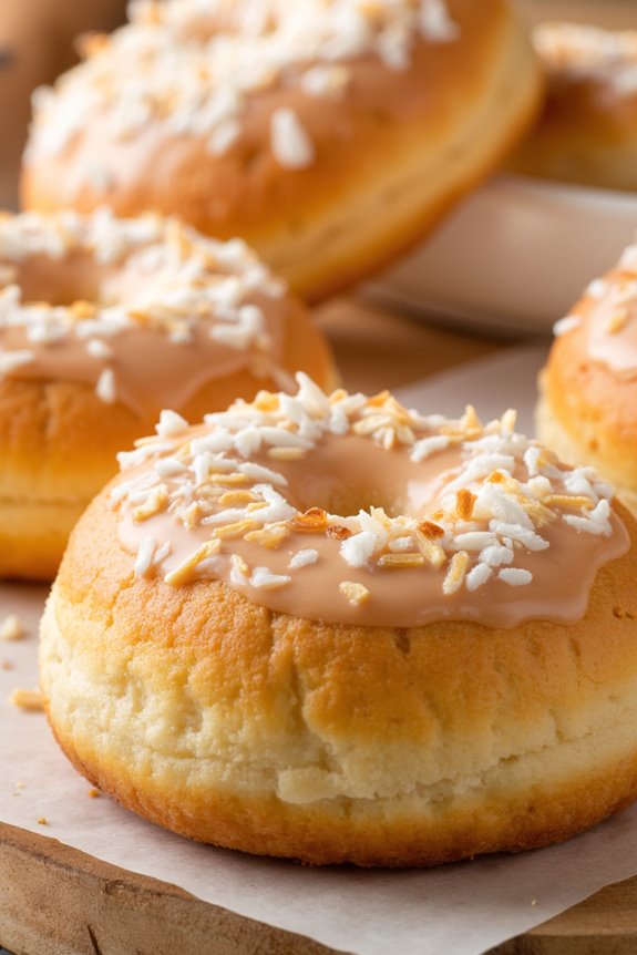 coconut glazed biscuit donuts