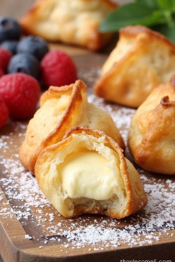 creamy cheesecake wonton bites