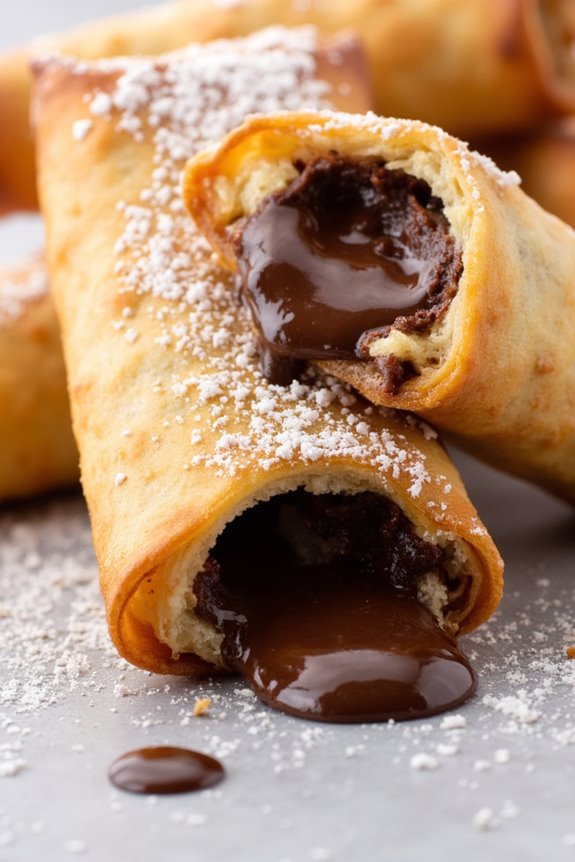gooey chocolate filled egg rolls