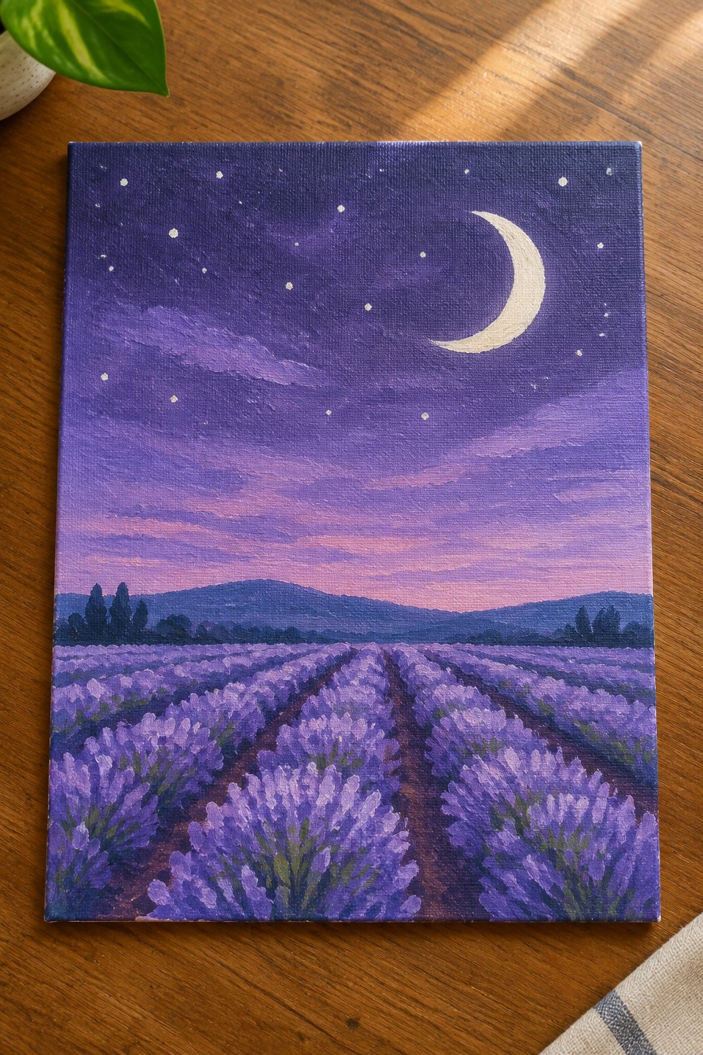 Simple Field Landscape 19 Easy Purple Painting Ideas With Dreamy Night Skies